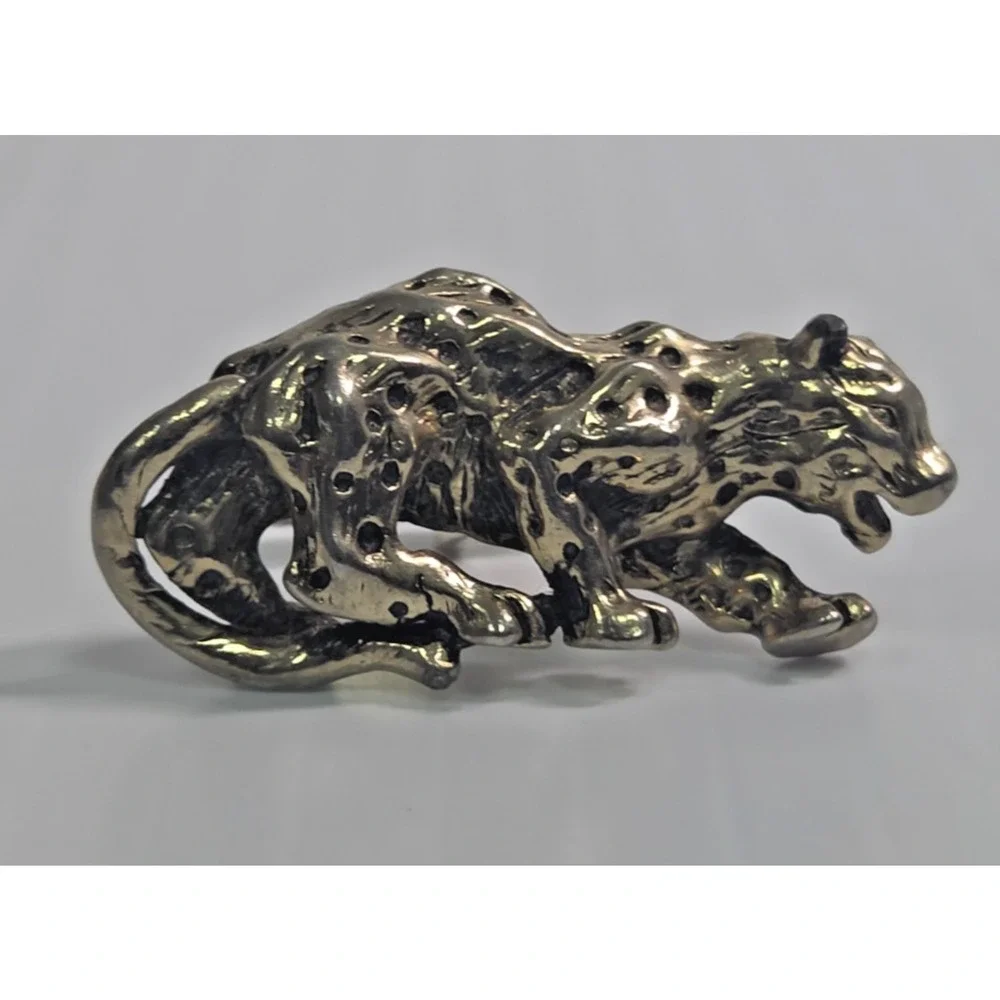 Vintage Signed SWANK Goldtone Leopard Cufflinks 1.5
